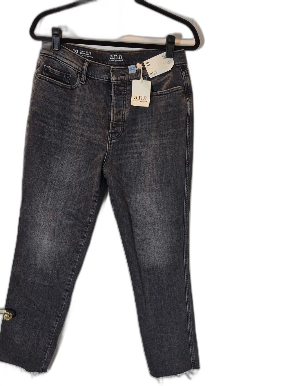 ANA Women's Black Gray Cropped Straight Jeans